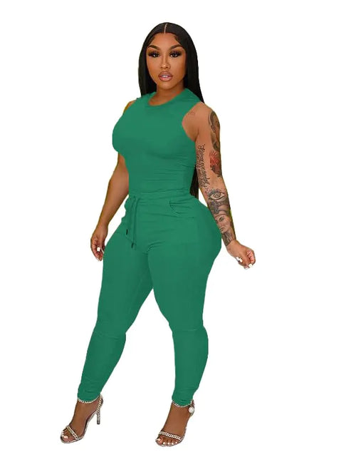 Load image into Gallery viewer, TOPSRANI Womens Two Piece Outfits Bodycon Tracksuit Sweatsuits Solid Jogger Biker Workout Gym Lounge Short Sleeve Pant Sets Green M
