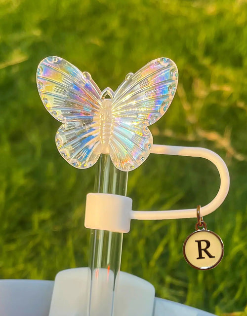 Load image into Gallery viewer, 2Pcs Cute Laser Stanley Straw Covers Butterfly Straw Cover Cap for Stanley 30&amp;40 Oz Tumbler with Handle 10mm Straw Topper for Stanley Cup Reusable Drinking Straw Caps Stanley Cup Accessories（R）

