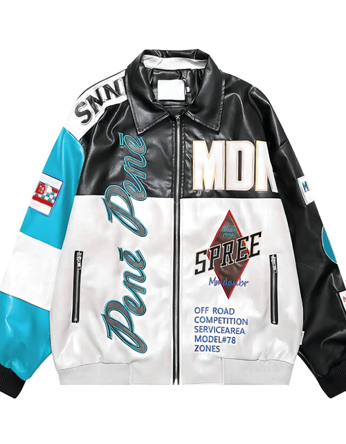 Load image into Gallery viewer, CONCINEROS Womens Mens Faux Leather Jacket Varsity Jacket for Woman Motorcycle Bomber Jacket Coat 2024
