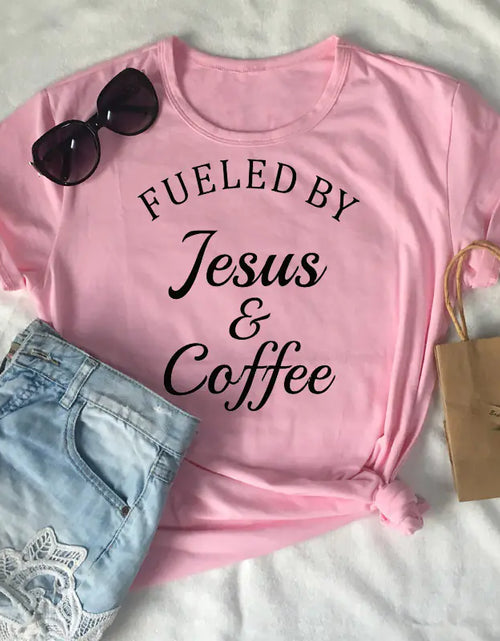 Load image into Gallery viewer, Jesus Coffee Graphic Tee - Trendy Short Sleeve Shirt
