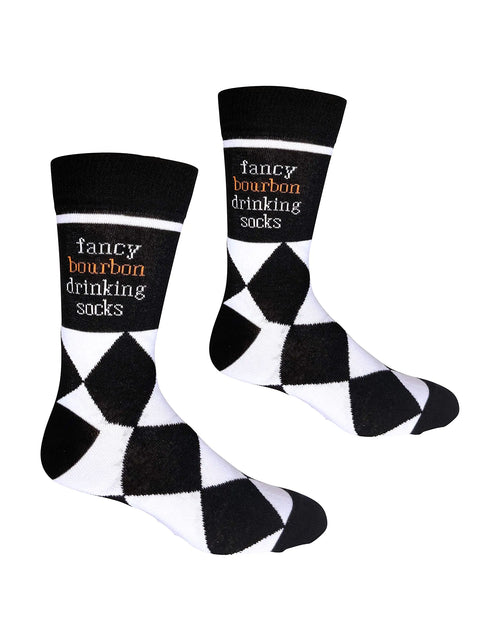 Load image into Gallery viewer, Fancy Bourbon Drinking Mens Socks | Bourbon Gift for Men Funny Novelty Fashion Dress Socks | Unique Gifts for Bourbon Whiskey Lovers | Fun Bourbon Themed Novelty Apparel
