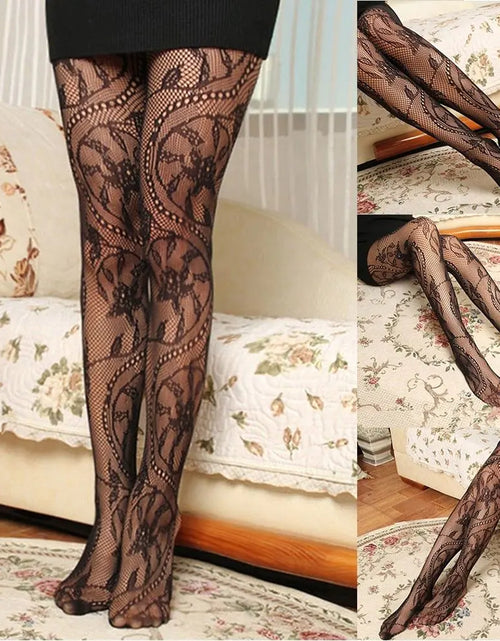 Load image into Gallery viewer, Fashionable Floral Patterned Sheer Stockings for Women
