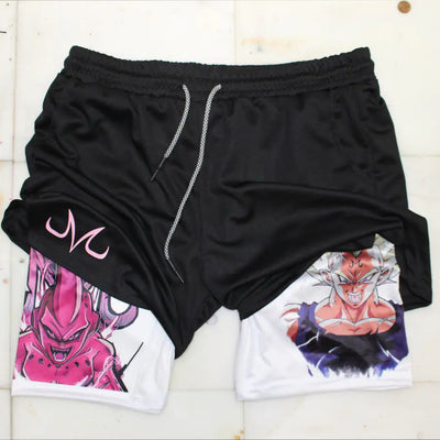 2023 Summer Men's Double Layer Anime Print Shorts