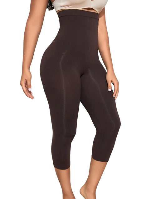 Load image into Gallery viewer, Takusun High Waisted Capri Leggings for Women Tummy Control Shapewear Compression Panties Thigh Slimmer Butt Lifter Body Shaper Brown
