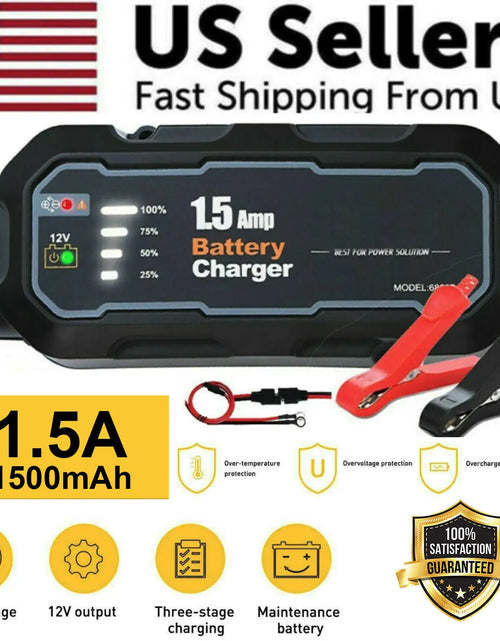 Cargar imagen en el visor de la galería, Cargador automático e inteligente de batería de 1500 mAh de 12 V portátil para coche, mantenedor de carga lenta
