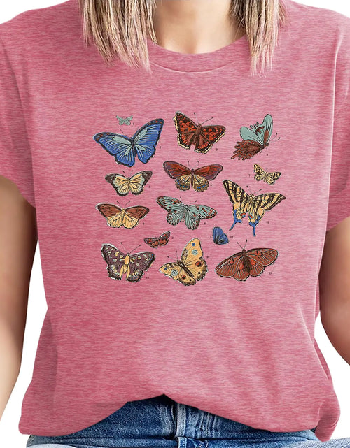 Load image into Gallery viewer, Butterfly Shirts for Women Printed T Shirt Vintage T Shirts Bohemian Wind Graphic Tees
