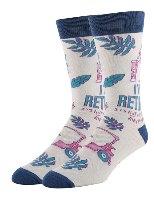 Load image into Gallery viewer, ooohyeah Mens Novelty Fun Saying Retirement Crew Socks Funny Crazy Dress Socks Retired
