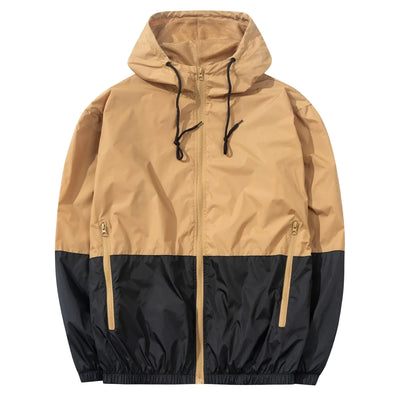 XiaoYouYu Mens Lightweight Windbreaker Jackets Outdoor Hooded Pocket Raincoat Jacket (Coffee Small)