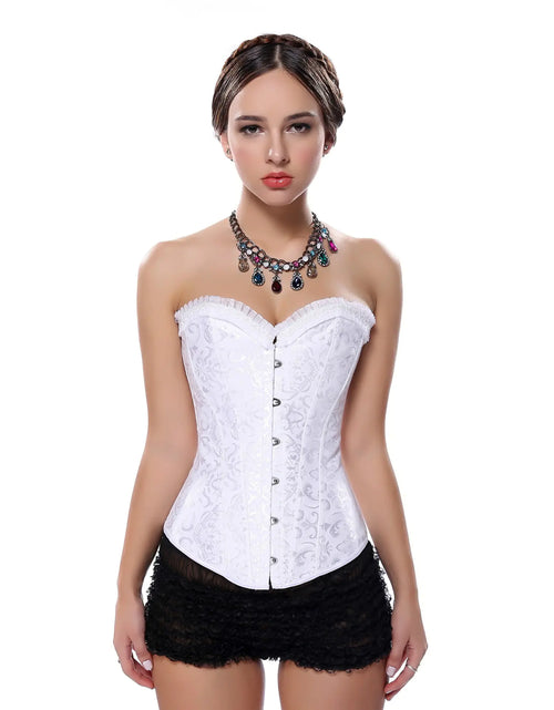 Load image into Gallery viewer, Lace Steel Boned Shapewear in Black and White
