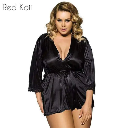 Load image into Gallery viewer, Plus Size Lingerie with Japanese Kimono Design
