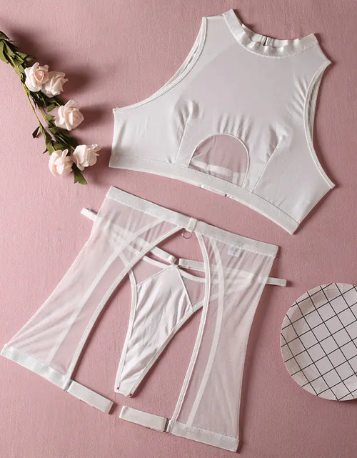 Load image into Gallery viewer, Fashionable Black Wireless Lingerie Set - 3 Pieces
