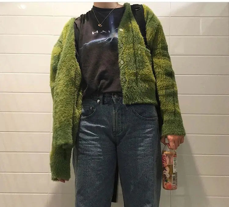 Plaid Sweater Cardigan Jacket