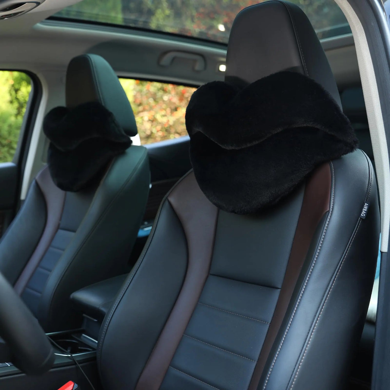 Sexysamba Lot de 2 coussins appuie-tête en forme de lèvres confortables et doux - Accessoires de voiture Kawaii - Joli coussin de nuque et de siège pour voiture, conduite, voyage, bureau, décoration d'intérieur - Coussins noirs en forme de lèvres