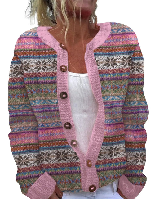 Load image into Gallery viewer, Womens Christmas Sweater Cardigan Casual Long Sleeve Button Down Cardigan Sweaters Cute Xmas Tree Print (Purple-a XXL)
