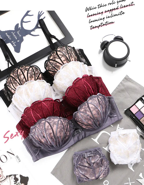 Load image into Gallery viewer, Lace Embroidered Wireless Bra and Lingerie Set
