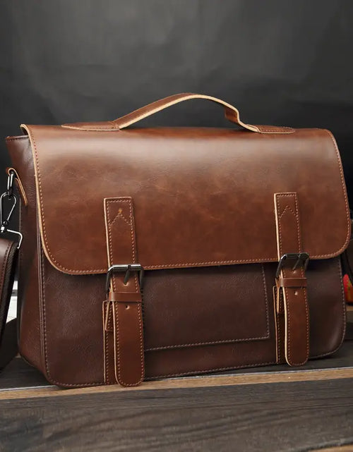 Load image into Gallery viewer, Retro PU Messenger Bag for Men - Casual Shoulder Bag
