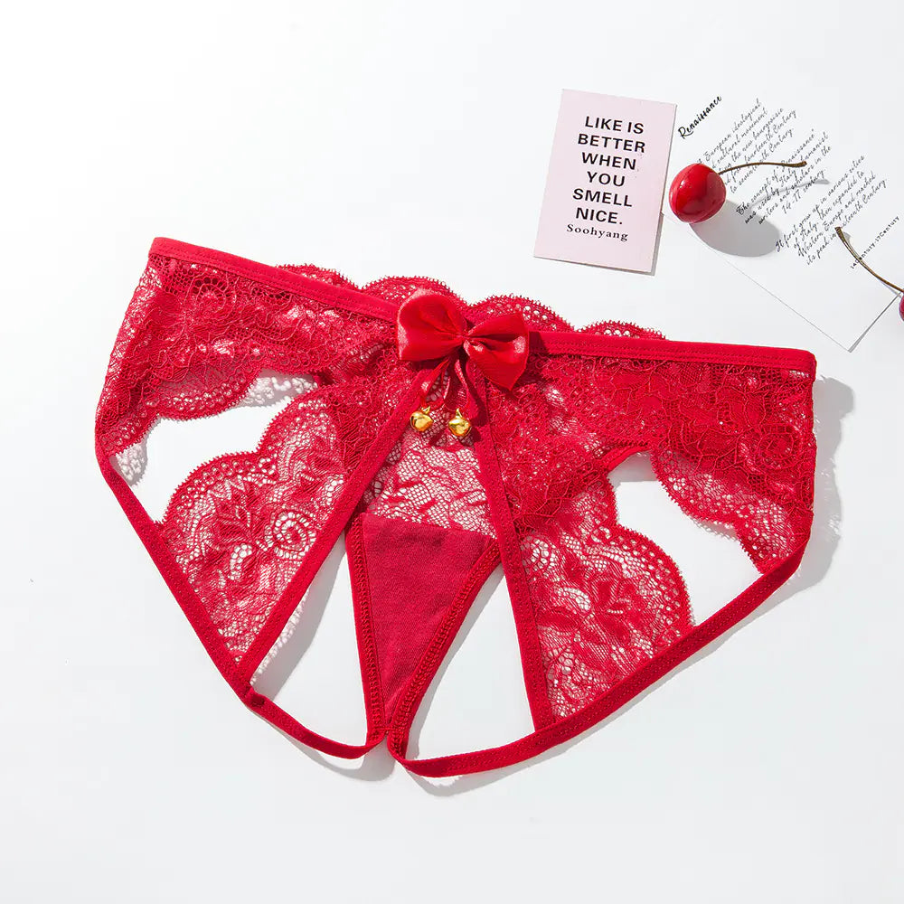 Lencería de encaje negro para mujer Temptation con cascabeles