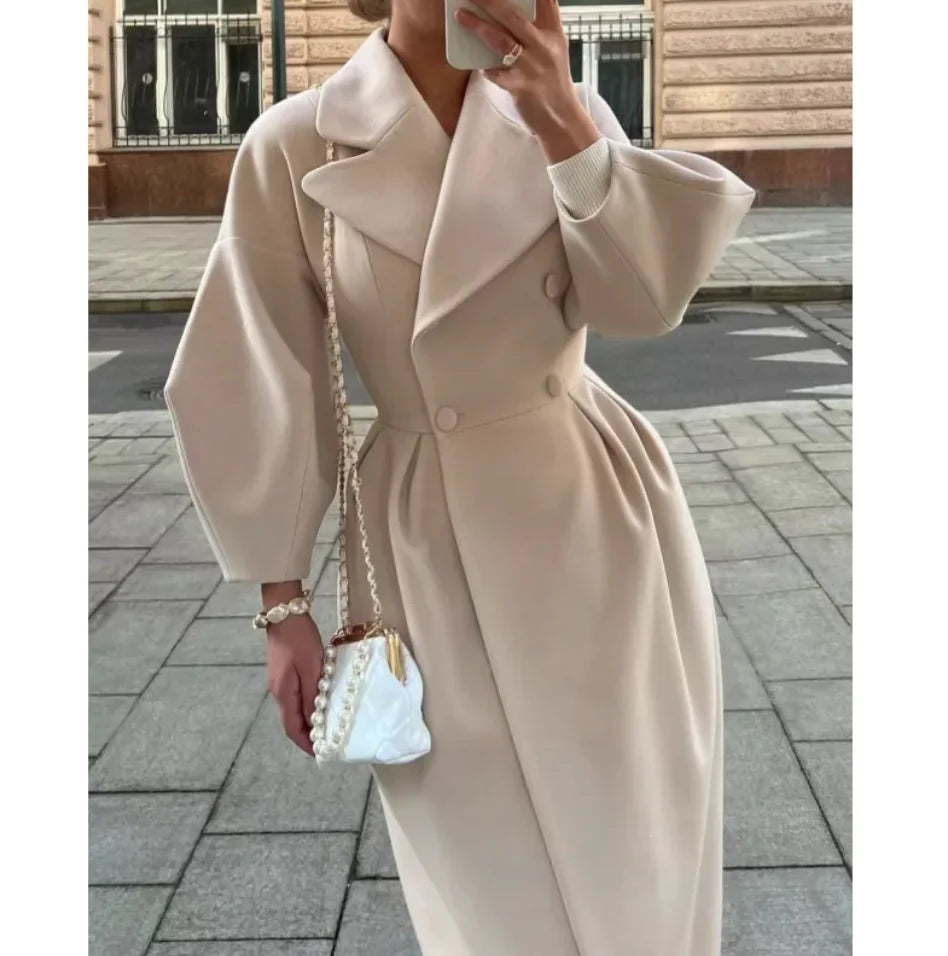 Chaqueta vintage de solapa con mangas farol