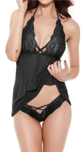 Load image into Gallery viewer, Lace Trim Neckline Lingerie Nightgown for Women
