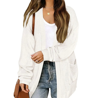 Cárdigan de punto TIYOMI para mujer, talla grande, suéter 3X, cárdigan blanco con botones, cárdigan grueso con bolsillo, manga farol, ropa exterior casual, suéteres de otoño e invierno 3XL 22W 24W