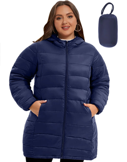 Load image into Gallery viewer, WINDMILL Womens Plus Size Packable Puffer Jacket Hooded Lightweight Puffy Jacket (1X-6X)
