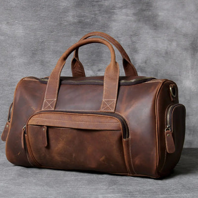 Leather Retro Big Travel Bag for Men and Women