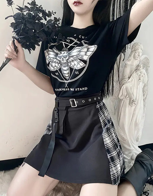 Load image into Gallery viewer, Gothic Couple T-Shirts with Demon Letter Print
