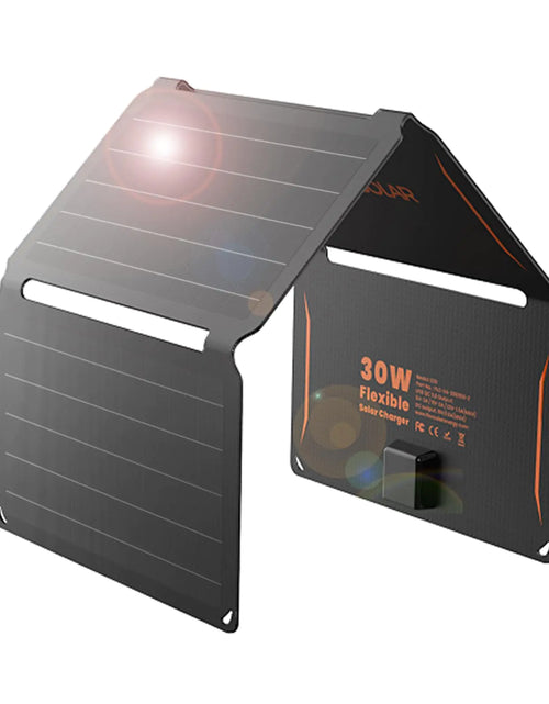 Cargar imagen en el visor de la galería, Cargadores de panel solar portátil FlexSolar 30W QC3.0 18W USB-A USB-C Salida Paneles ETFE pequeños plegables de emergencia IP67 Impermeable para acampar, mochilear, hacer senderismo, para teléfonos móviles, baterías externas, linternas
