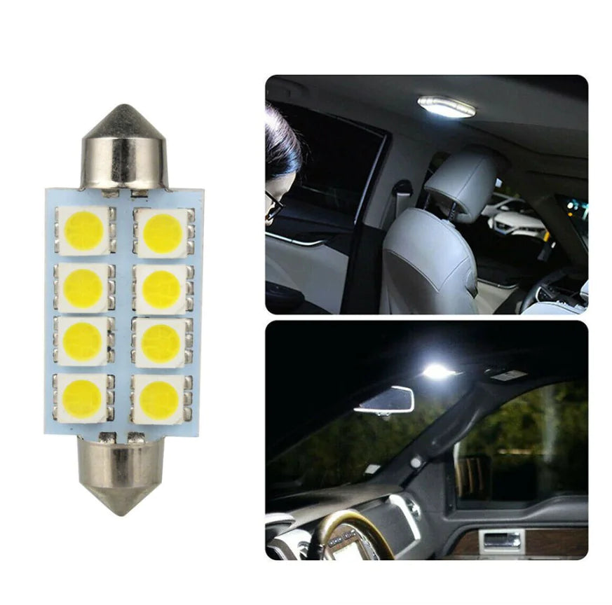 Kit de 14 luces LED interiores para coche T10 de 36 mm para techo, maletero y matrícula