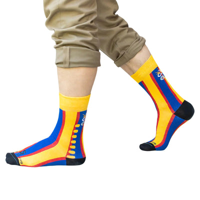 Sock Religious Swiss Guard Pope Bodyguard Navy Blue and Yellow Mens and Womens One Size Fits Most Polyester Blend Catholic Inspirational Fun Crew Socks Adult
