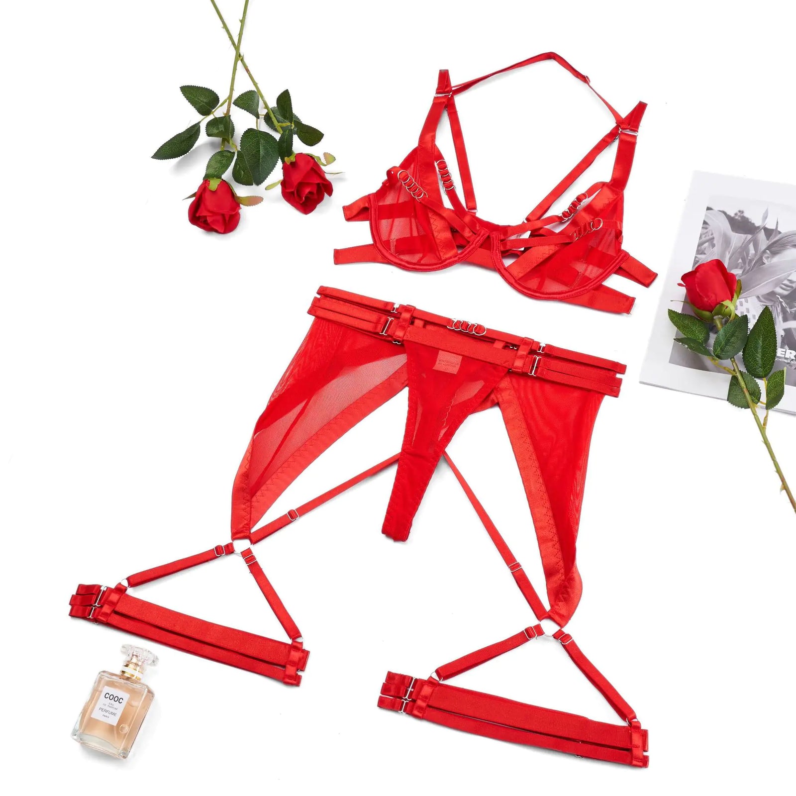 2023 Amazon New Heavy Metal Neckline Lingerie Set