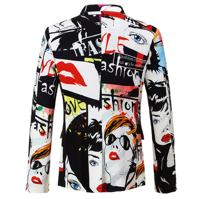 Graffiti Printed Suit Jacket