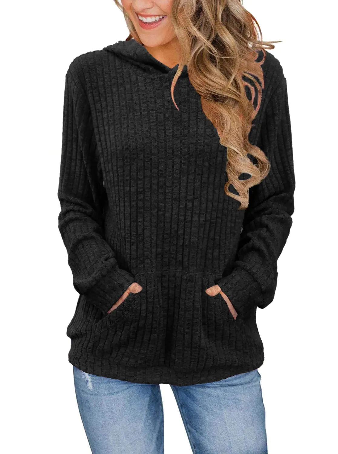 Balivsa Womens Tops Dressy Casual Fall Going Out Lightweight Sweaters Loose Fit Sweatshirts Ladies Winter Hoodies Black Small