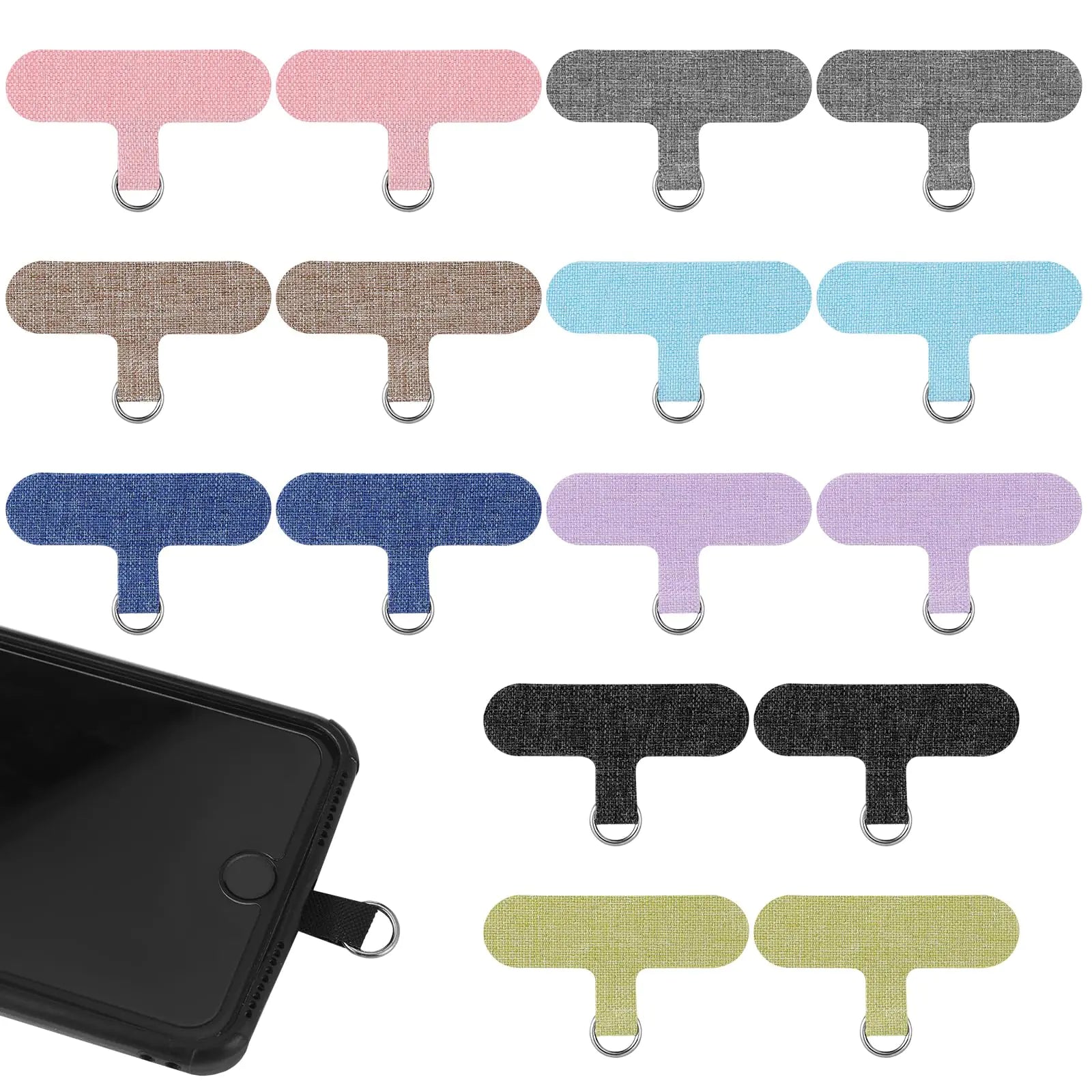 Xuhal 16 Paquetes de Tiras de Cordón Universal para Teléfono Parches de Teléfono Sin Adhesivo Pieza de Reemplazo de Correa de Teléfono Parche de Funda de Teléfono para la Mayoría de los Teléfonos Inteligentes