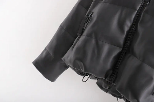 Load image into Gallery viewer, Warm Cotton Jacket, PU Leather Coat, PU Jacket
