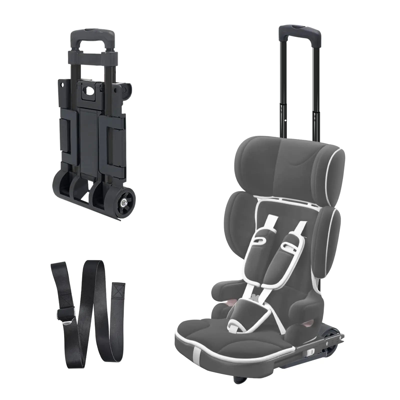 Car Seat Trolly Car Seat Stroller Car Seat Carrier for Airport with Wheels and Compact Fold Car Seat Trolley for Airport Foldable Car Seat Travel Cart with Belt