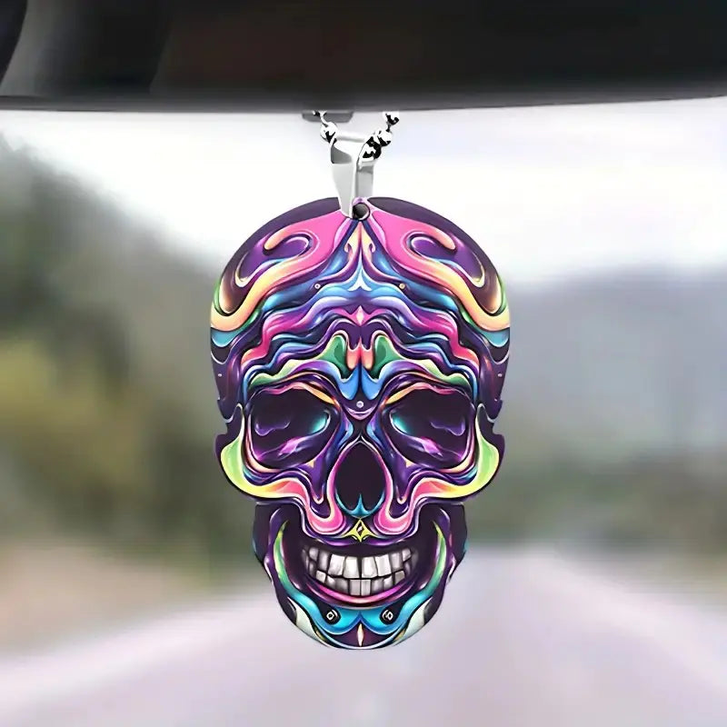 Colgante acrílico Calavera Neón para Accesorios de Coche y Bolso