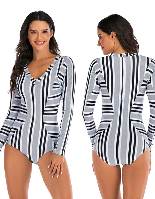 Load image into Gallery viewer, Long Sleeve Surf Suit, Women&#39;s Sunscreen Swimwear
