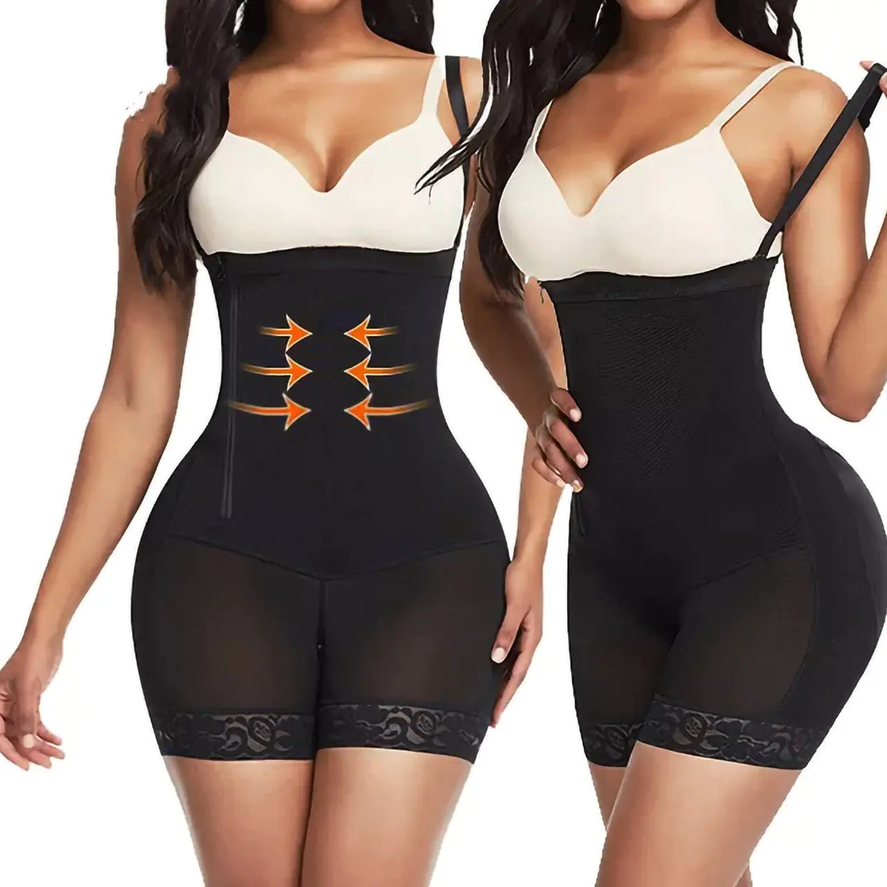Black Women's One-Piece Belly and Hip Lift Shapewear