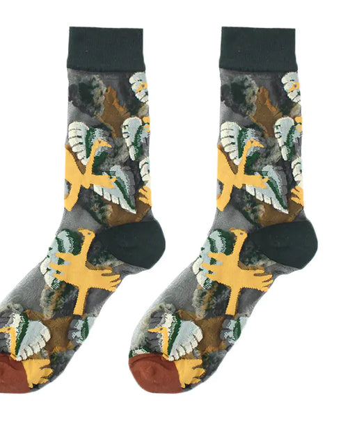 Load image into Gallery viewer, Fashionable Thin Mid Tube Flower Forest Glass Stockings
