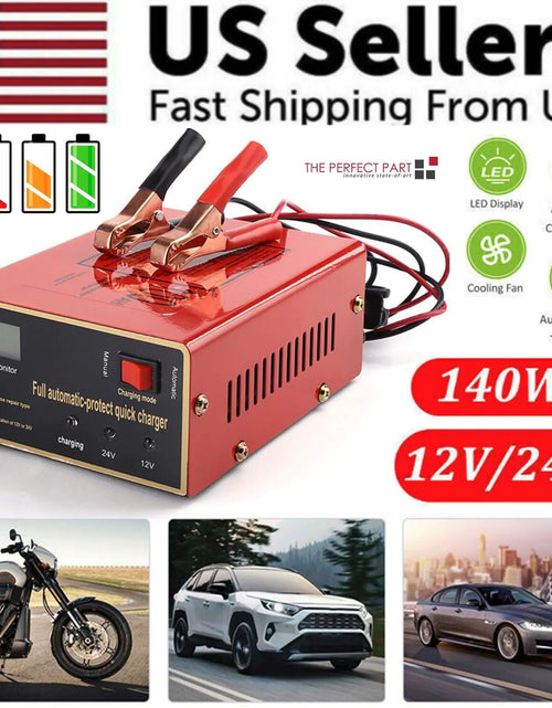 Cargar imagen en el visor de la galería, Cargador de batería sin mantenimiento 12V/24V 10A 140W de salida para coche eléctrico Pro
