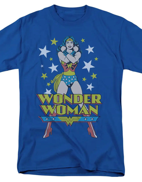 Load image into Gallery viewer, Popfunk Wonder Woman Stars T Shirt &amp; Stickers (Medium) Royal
