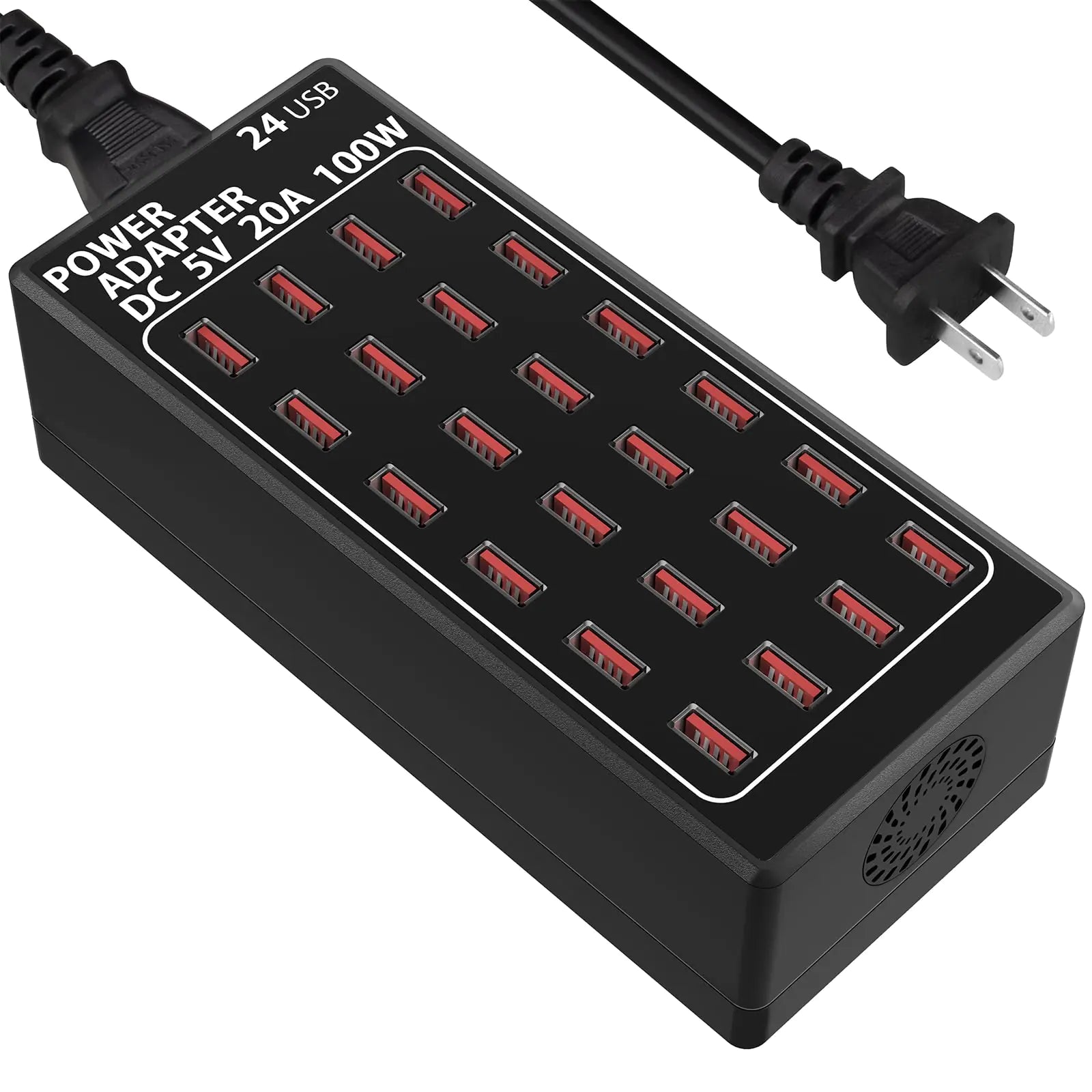 USB Charging Station 100W/20A 24 Port Desktop Multiple Device Charger Station Multi Ports Fast Phone Charging Station Organizer Suitable for School Mall Shop Hotel