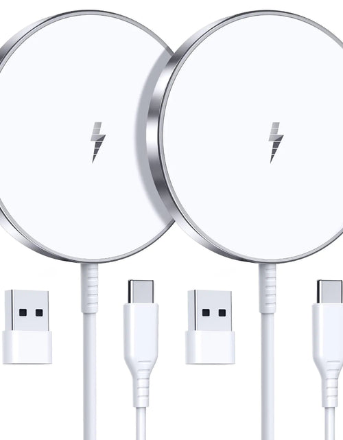 Load image into Gallery viewer, Magnetic Wireless Charger 15W Fast Mag Safe Charger for Cell Phone 16 Pro Max/16 Pro/16 Plus/16/15/14/13/12 Series 2 Pack Charging Pad for AirPods 3/2/Pro 2/Pro Mag-Safe Original Replacement
