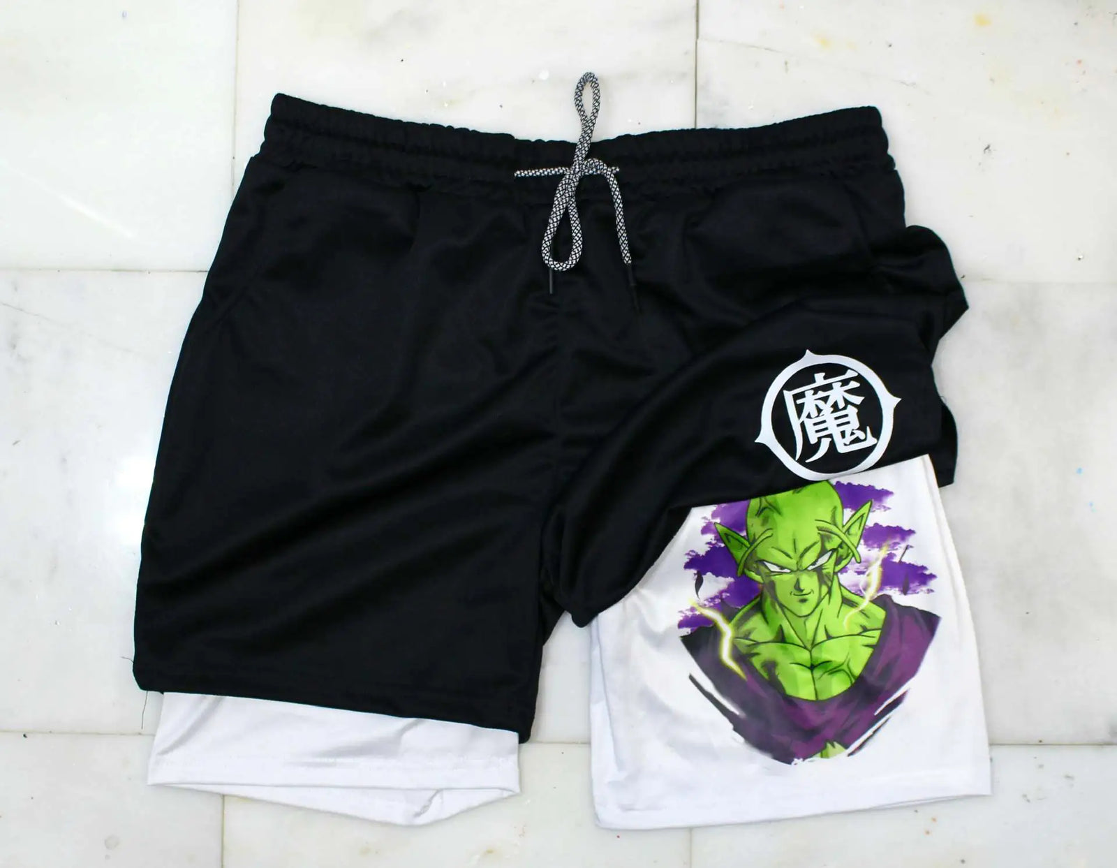 2023 Summer Men's Double Layer Anime Print Shorts