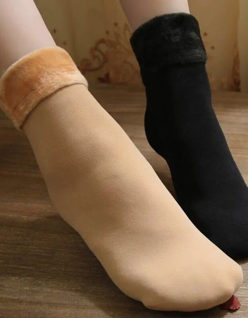 Load image into Gallery viewer, Autumn and winter socks men and women wild tube socks imitation nylon floor socks plus velvet thick snow socks
