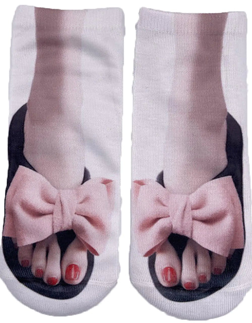 Load image into Gallery viewer, Ryshman 3D Manicure Print Socks Funny Flip Flop Socks 3D Pattern Socks Sandal Socks Low Cut Ankle Silly Socks- A Gag Gift (bowknot 20cm1 pack)
