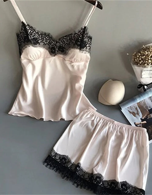 Load image into Gallery viewer, Women's Silken Nightwear Short Set
