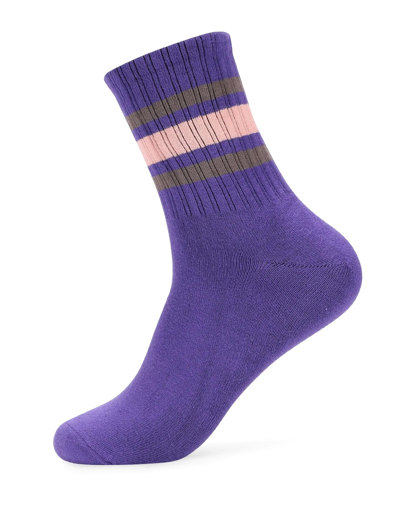 Forony Calcetines Hot Pink para Mujer, Calcetines Tubo para Mujer, Calcetines Crew de Algodón para Mujer, Calcetines Rayados Ligeros Anti-Olor