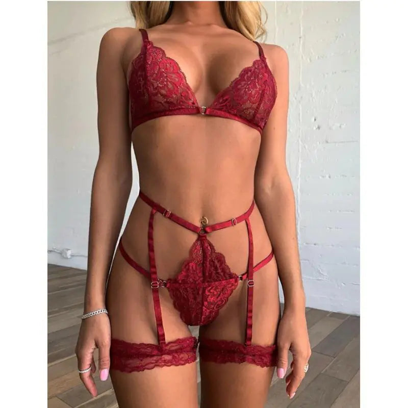 Ensemble de Lingerie Sexy pour Femme avec Dentelle Entrecroisée